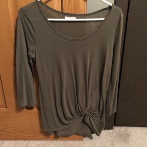 Olive green long sleeve knot front